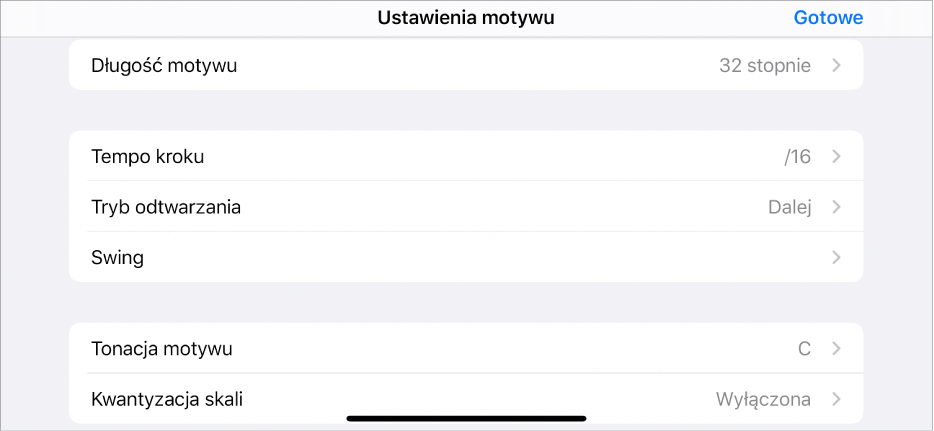 Menu ustawień motywu.