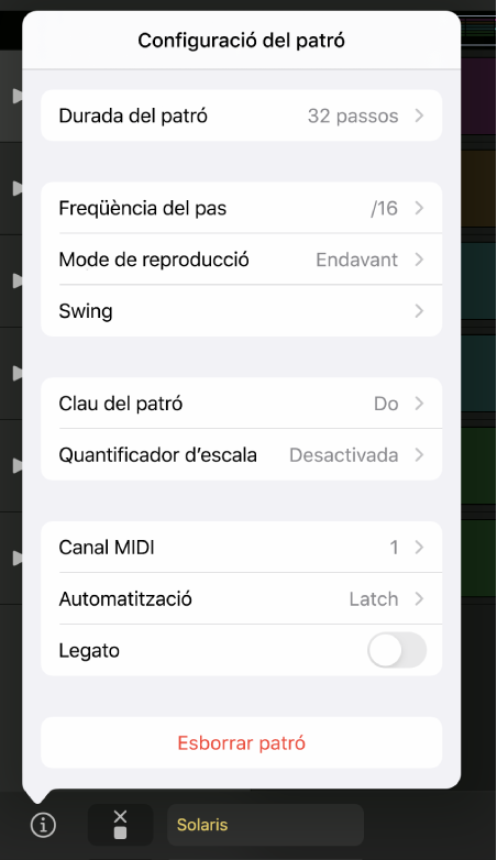 Menú “Configuració del patró”.