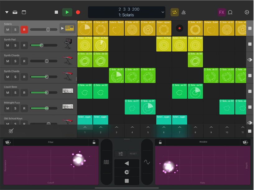 Logic Remote, der viser afspilningen af et projekt