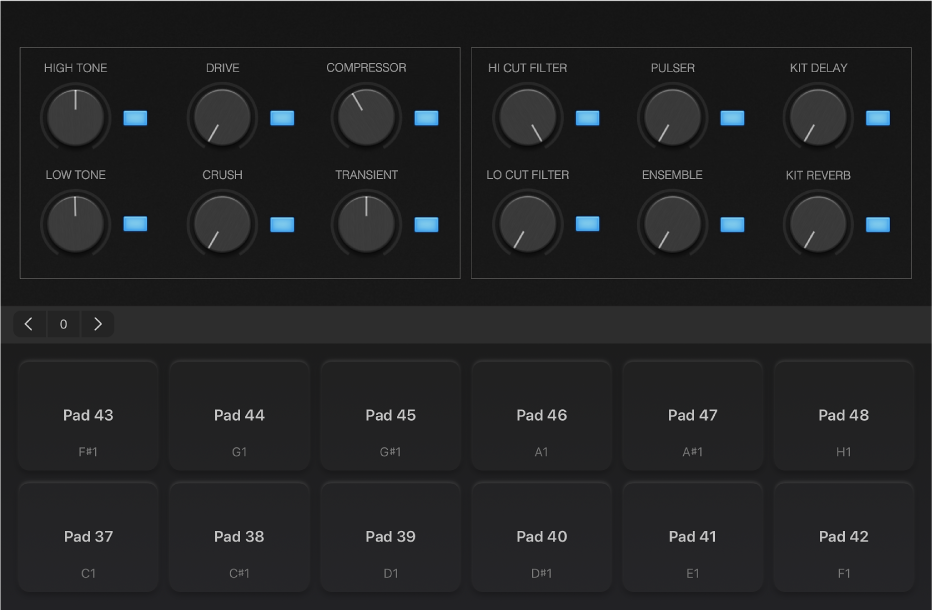 Abbildung. Drum-Pads in halber Bildschirmgröße.