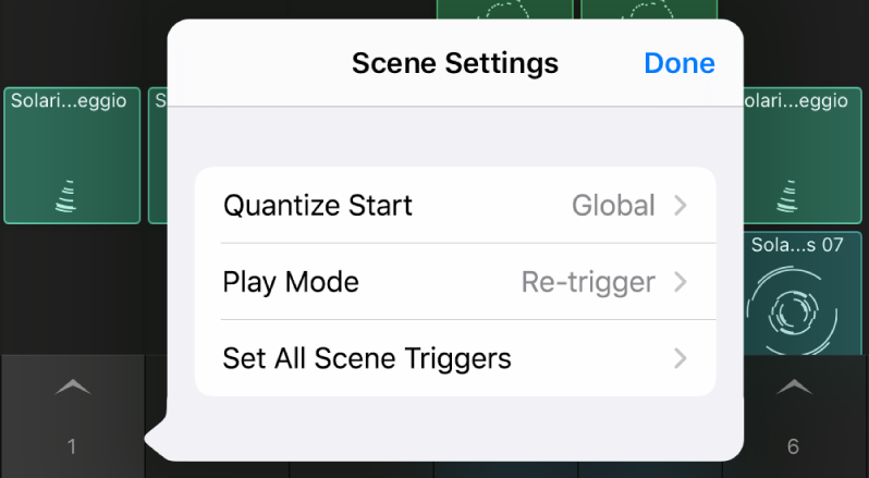 Scene Settings menu.