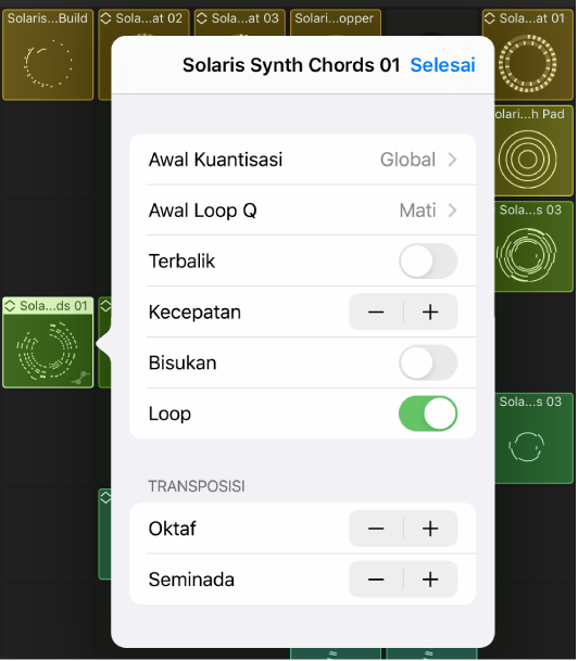 Menu Pemutaran sel.