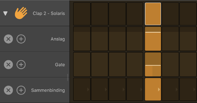 Trinnsequencer med rad åpen som viser underrader.