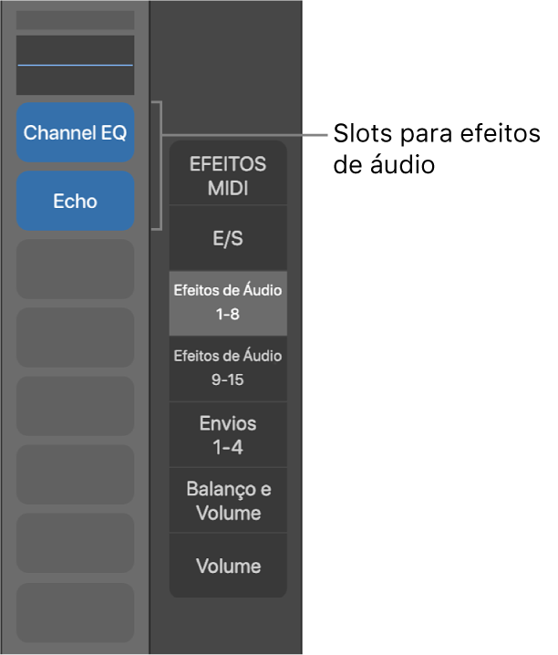 Figura. Chamada exibindo os slots de Efeito de Áudio.