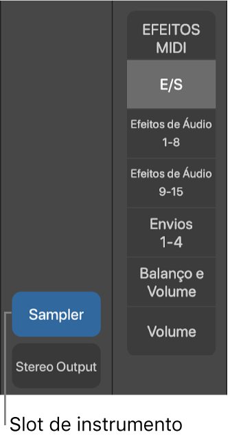 Figura. Chamada exibindo um slot de Instrumento.