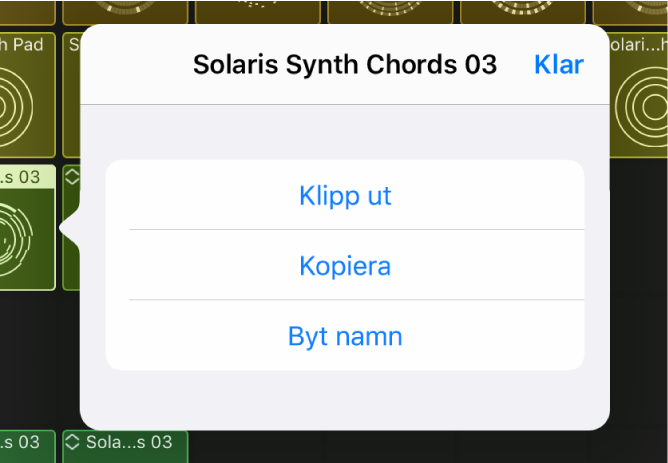 Celländringsmenyn.