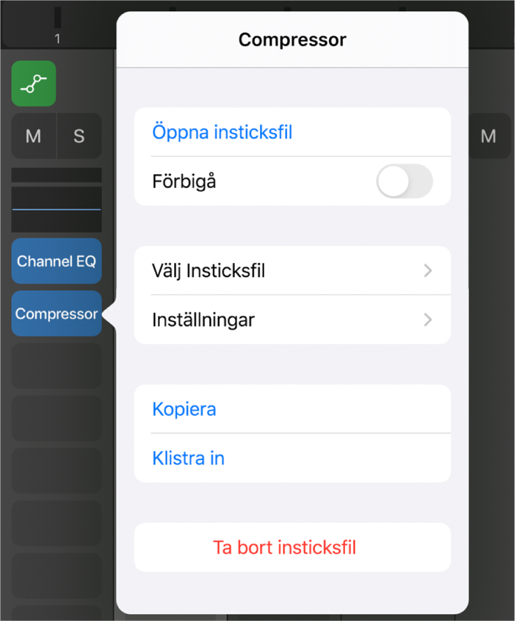 Bild. Visar popupmenyn Komprimering.