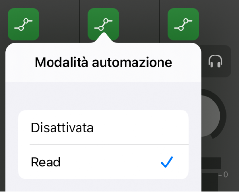 Figura. Menu a comparsa “Modalità automazione”.