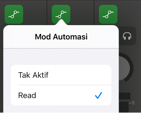 Rajah. Menu timbul Mod Automasi.