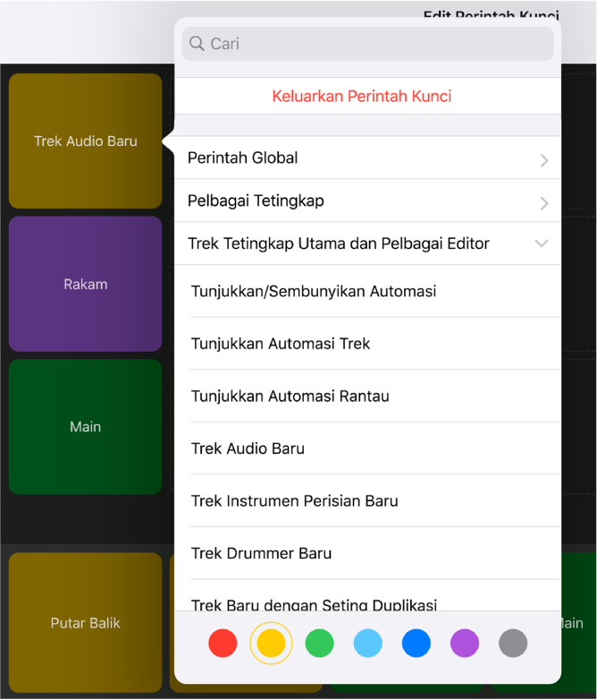 Rajah. Menu timbul Perintah Kekunci.