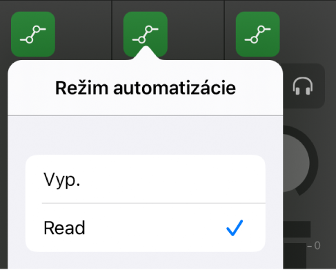 Obrázok. Vyskakovacie menu Režim automatizácie.