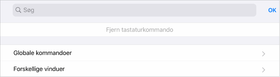 Figur. Arket Tastaturkommandoer.