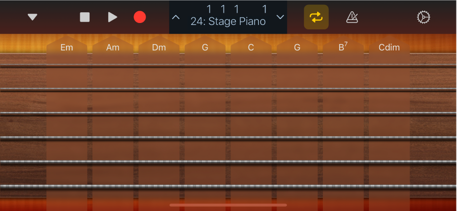 Abbildung. Darstellung „Akkord-Strips“ für Gitarre.