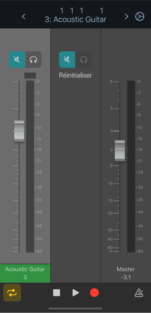 Figure. Présentation Table de mixage par défaut.