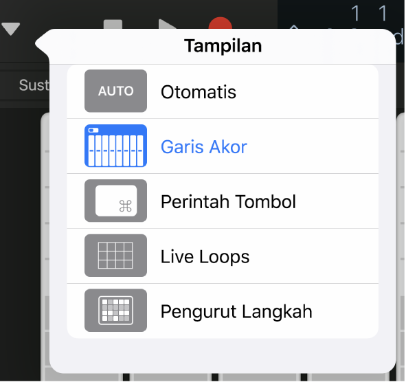 Gambar. Menu pop-up Tampilan.