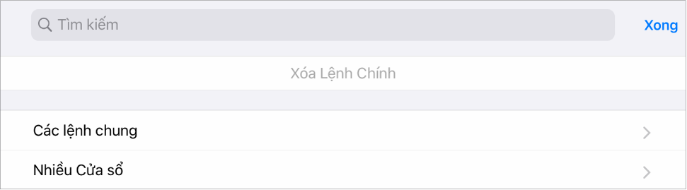 Hình. Bảng Lệnh chính.
