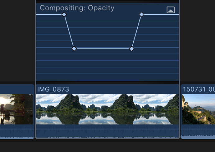 Die gezeigten Keyframes werden zum Effekt im Videoanimationseditor hinzugefügt