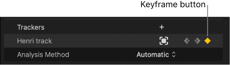 Taste „Keyframe“ im Abschnitt „Tracker“ des Informationsfensters „Video“
