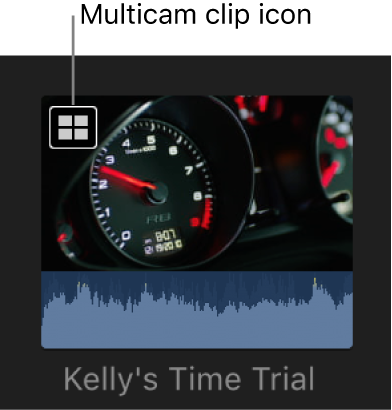 Ein Multicam-Clip in der Übersicht mit einem Multicam-Clip-Symbol oben links