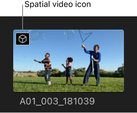 Ein Videoclip mit einem Symbol für „räumliches Video“