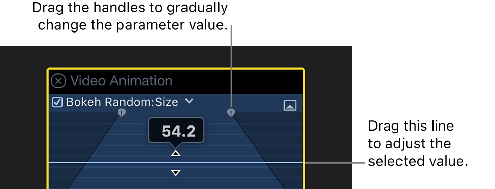 Der Videoanimationseditor mit einem erweiterten Parameter