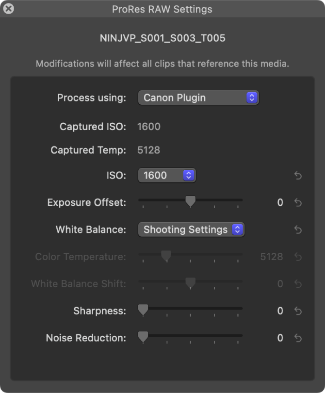 Adjust ProRes RAW camera settings in Final Cut Pro for Mac - Supporto ...