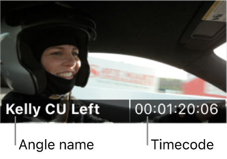 The angle name and timecode shown on an angle