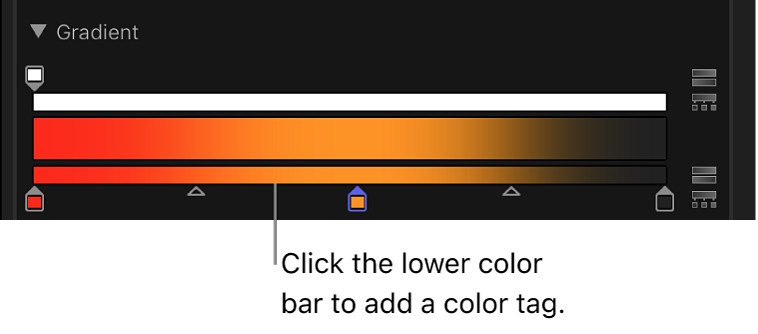 A new color tag appearing below the lower gradient bar in the gradient controls