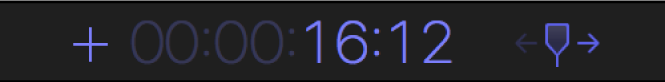Zone d’affichage du timecode présentant un signe plus et le nombre de secondes et d’images dont la tête de lecture doit être avancée