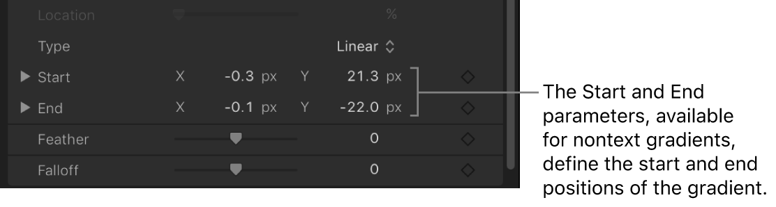 Parameter „Start“ und „Ende“ im Verlaufseditor