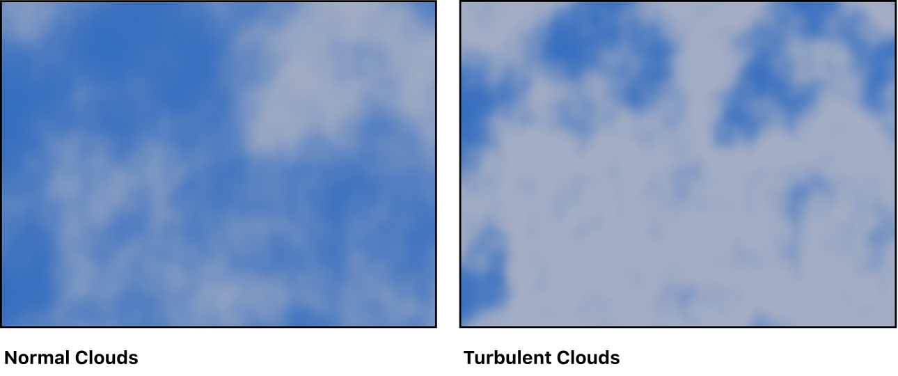 Canvas mit dem Generator „Wolken“ und verschiedenen Einstellungen