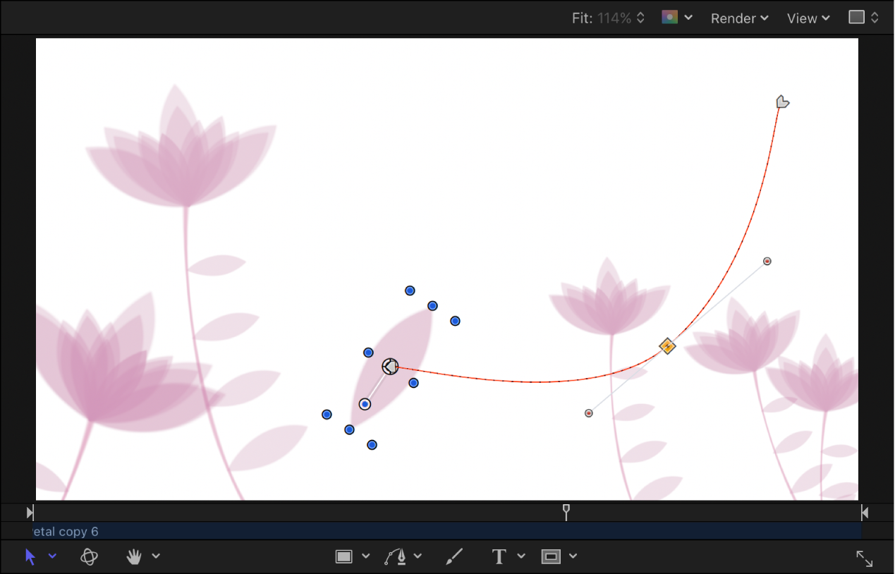 Canvas mit einem Keyframe, dessen Position geändert wird