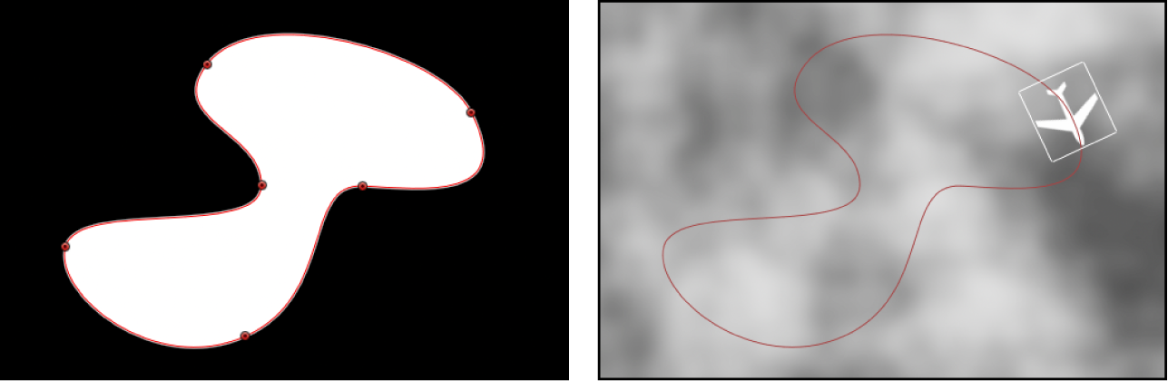 Canvas mit einer Formebene, die als Formquelle für das Verhalten „Bewegungspfad“ verwendet wird