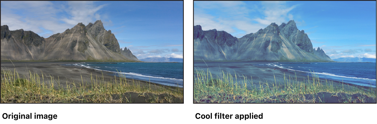 Canvas showing effect of Cool filter