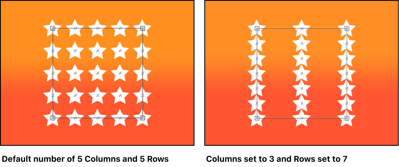 Canvas comparing replicators with different quantities of rows and columns