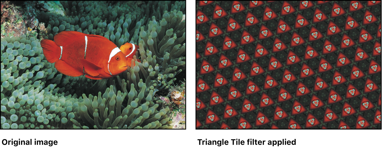 Canvas showing effect of Triangle Tile filter