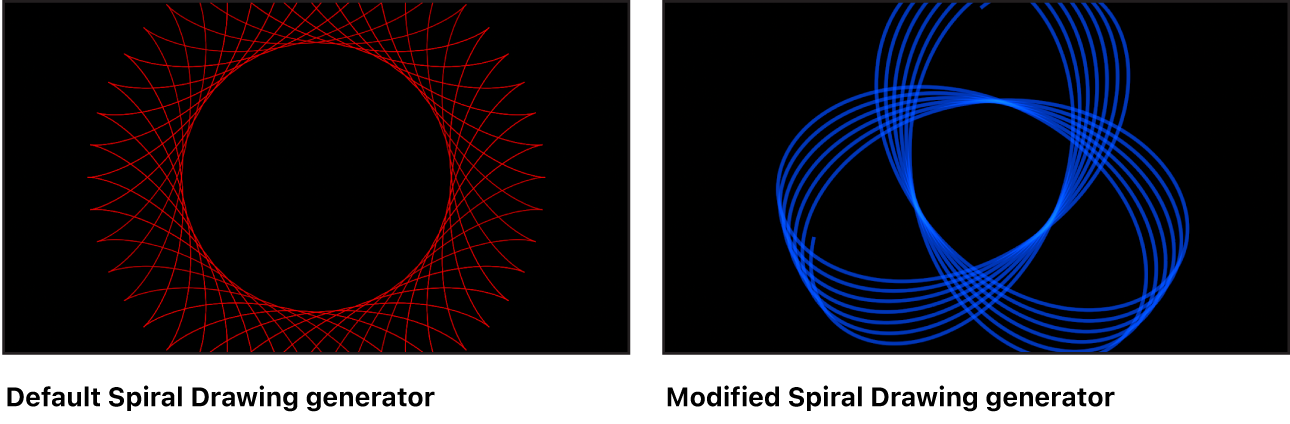 Lienzo y generador “Dibujo en espiral” con diversos ajustes