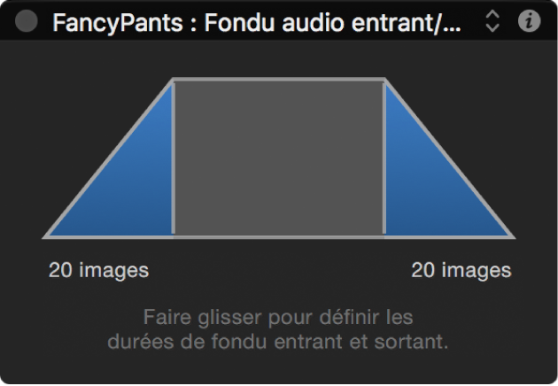 Palette affichant les commandes de comportement Fondu audio entrant/sortant