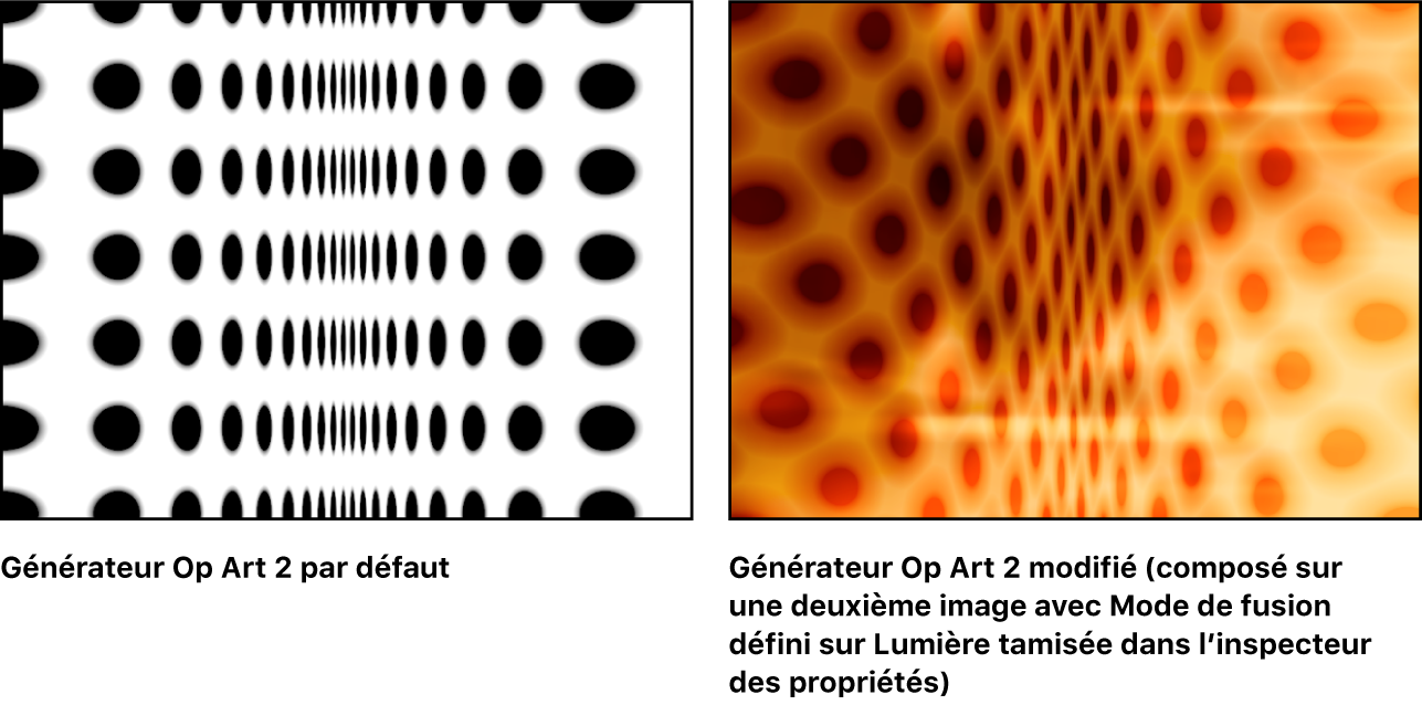 Canevas affichant le générateur Op Art 2, seul et combiné avec une autre image