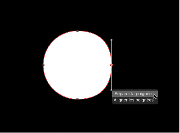 Menu contextuel Séparer la poignée/Aligner les poignées