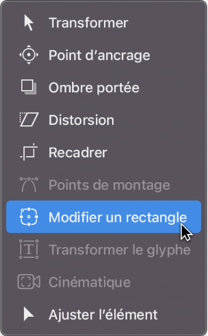 Sélection de l’outil Modifier le rectangle dans les outils de transformation de la barre d’outils du canevas