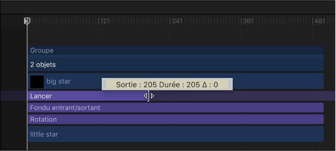 Comportement en cours d’élagage dans la timeline