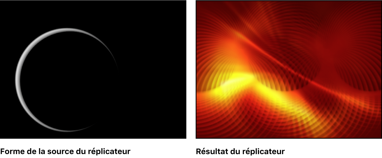 Canevas affichant des exemples de réplicateurs