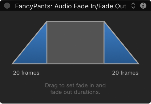 「オーディオフェードイン/フェードアウト」ビヘイビアのコントロールが表示されているHUD