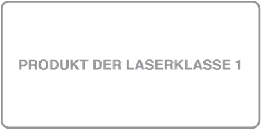 Ein Etikett mit der Bezeichnung „Produkt der Laserklasse 1“.