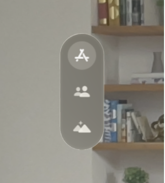 The Home View in visionOS. The tab bar is to the left of the app icons.