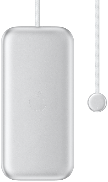 Batterie de l’Apple Vision Pro, déconnectée de l’appareil.