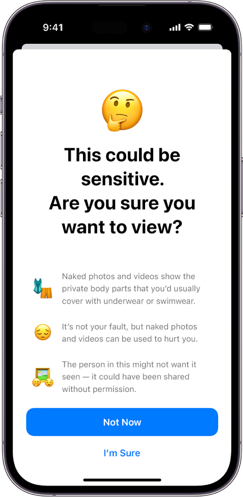 An iPhone showing the Sensitive Content Warning screen.