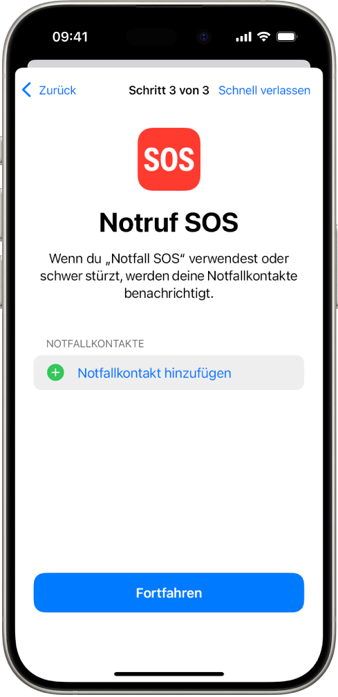 Ein iPhone mit dem Bildschirm „Notfall SOS“.