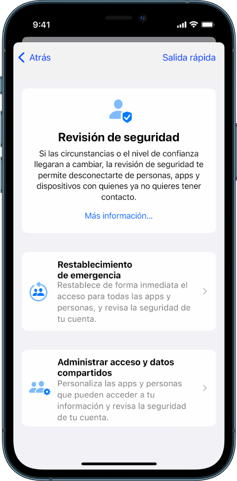 Un iPhone mostrando la pantalla de la revisión de seguridad.